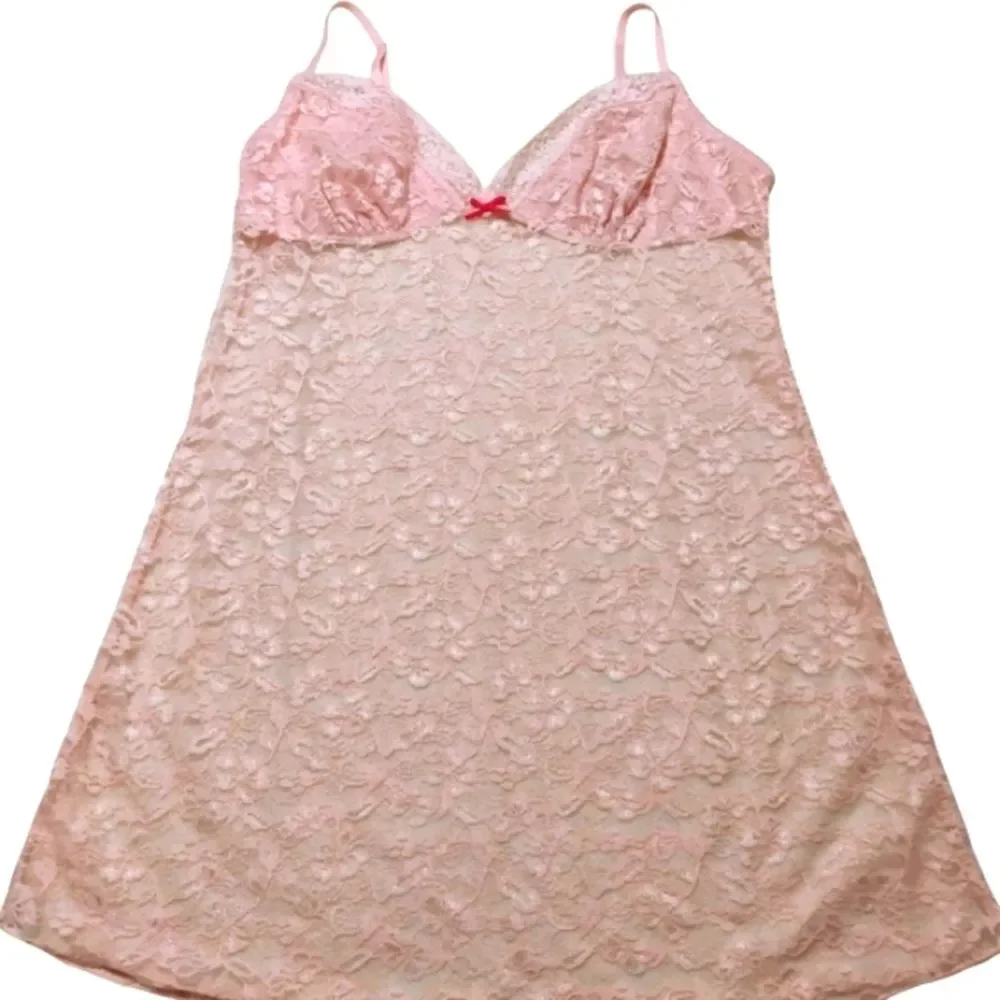 Nightie Chemise Slip Dress Lace Stretchy Babydoll Coquette Pink Dainty Feminine